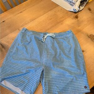 Men's Blue Patterned Swim Shorts